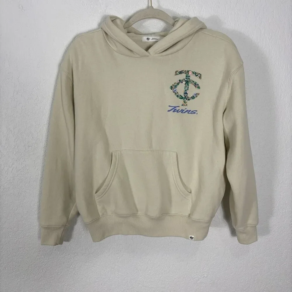 '47 Minnesota Twins Baseball Ivory Hooded Pullover Sweatshirt Women's Size Small